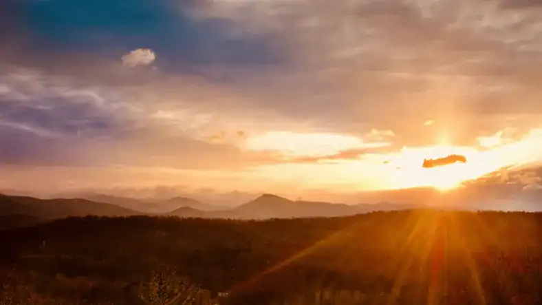 Sunrise over the Virginia mountains